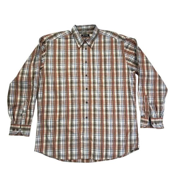 Men's XL St Croix Long Sleeve Button Up Shirt Check Brown Green - Picture 1 of 7